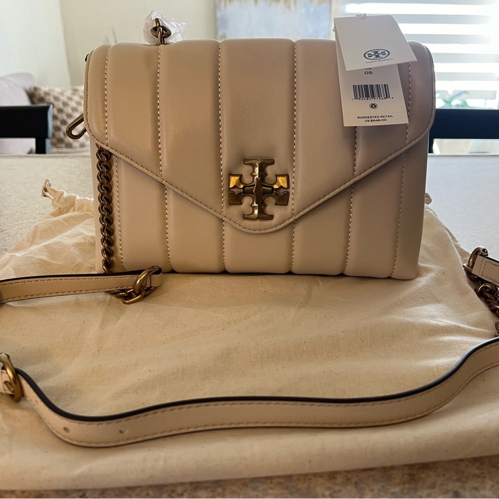 Tory Burch Beige Quilted Crossbody Bag